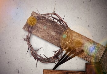 Crown of thorns, on grey stone  background