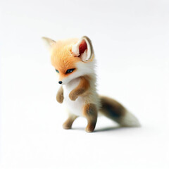 Fototapeta premium Little fox with beautiful color and white background.with Generative AI technology 
