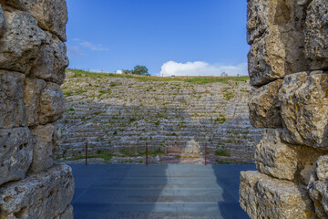 Roman theatre of Acinipo, part of the archaeological site of the ancient city of Acinipo in the...