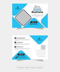 Blue and black business unique postcard design