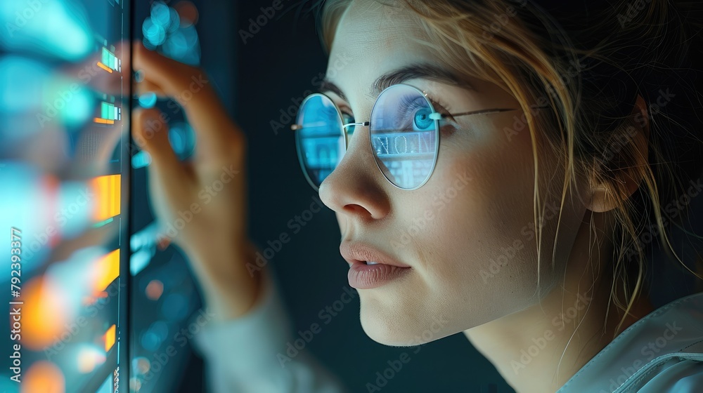 Fototapete Developer women uncover actionable insights with business intelligence-driven testing solutions. Transform data into informed decision-making. Generative AI.