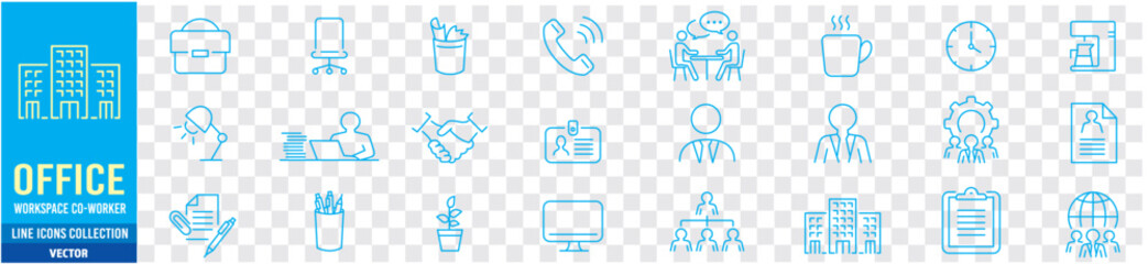 Office icon set. workspace co-worker line icons collection vector collection.