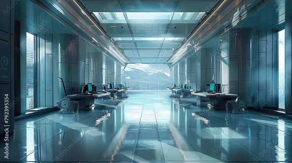 Poster future, the operational headquarters, inside a building. generative ai.