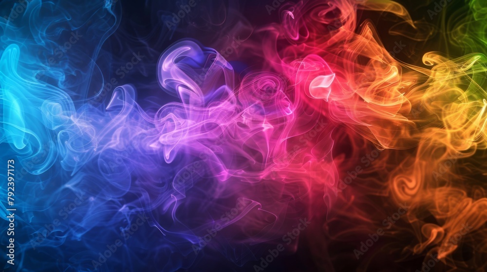 Aufkleber abstract background of swirling rainbow-colored smoke against a dark backdrop, creating a sense of m