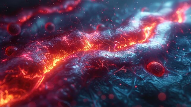 clogged arteries on scientific background d illustration illustration