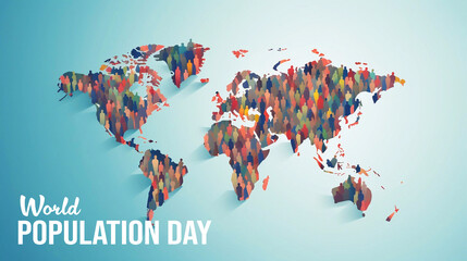 World Population Day Poster Concept, 11July. Overcrowded, overloaded, explosion of world population and starvation.