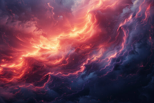 Colorful sky with clouds and stars sci-fi futuristic illustration wallpaper background