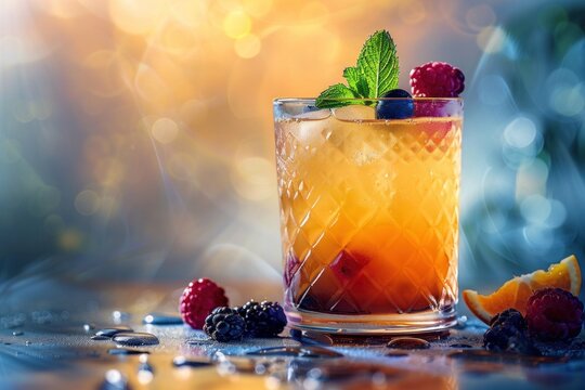 Celebrate the vibrancy of summer with this enticing alcoholic cocktail, expertly photographed against a backdrop of sleek sophistication.