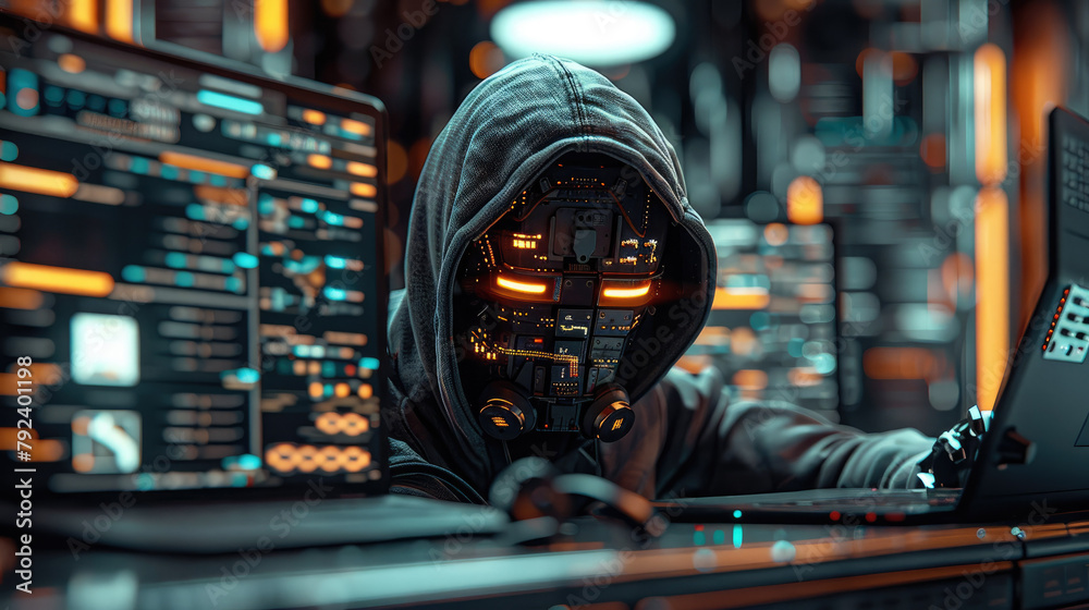 Aufkleber Computer and hacker style. Generative AI.