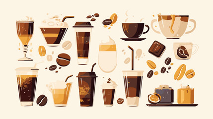 Set of different Vector Coffee cup and many kinds o