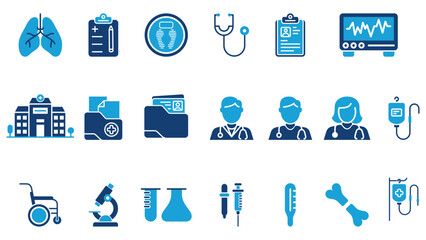 medicine and health solid icons set vector design in trendy style