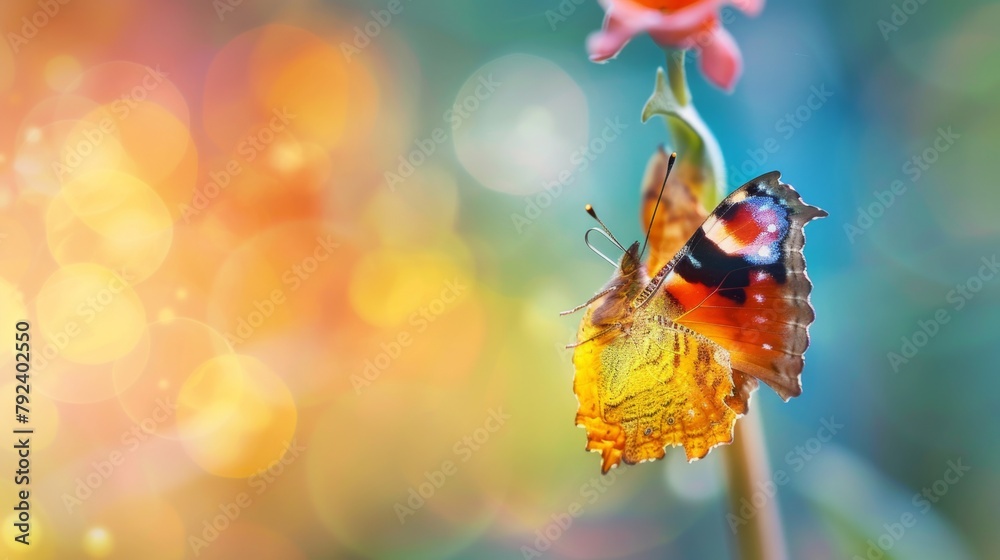 Poster close-up of a delicate butterfly emerging from its chrysalis, symbolizing transformation and the bea