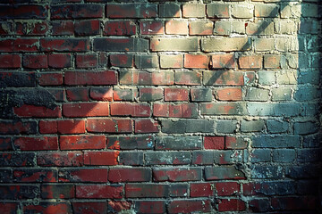 A brick wall with a shadow on it