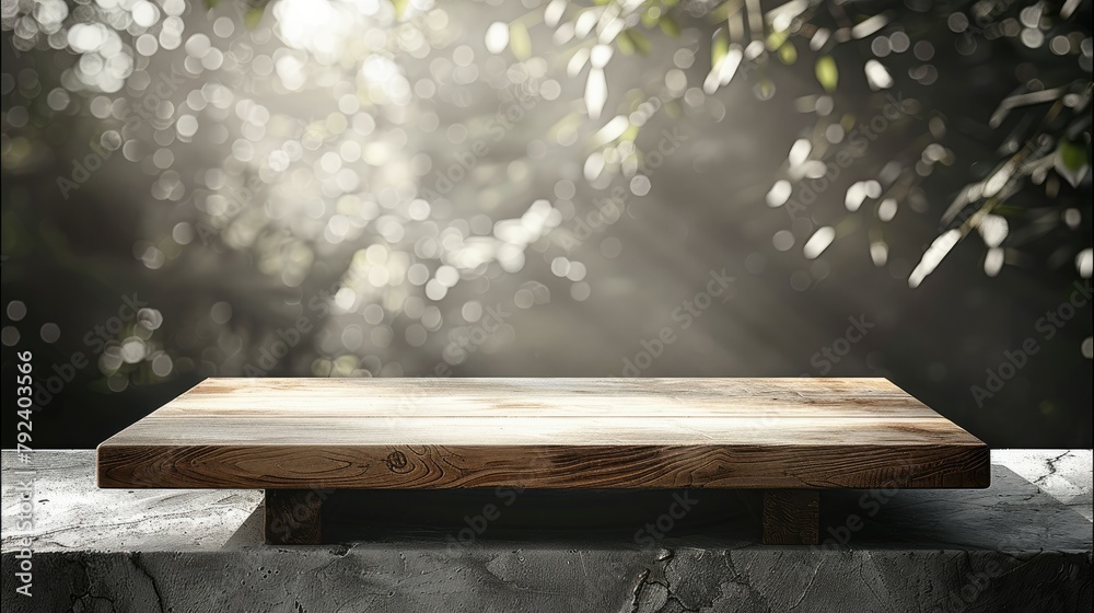 Poster Table for laying out new products, simple, background. Generative AI.