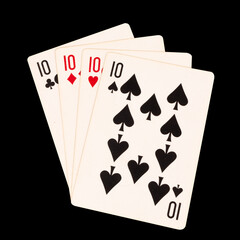 card gambling 10 ten four isolated on white background