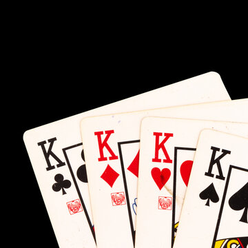 card gambling k king four isolated on white background
