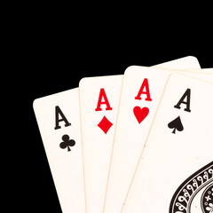 card gambling A one four isolated on white background