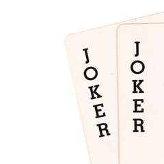 card joker isolated on white background gambling closeup
