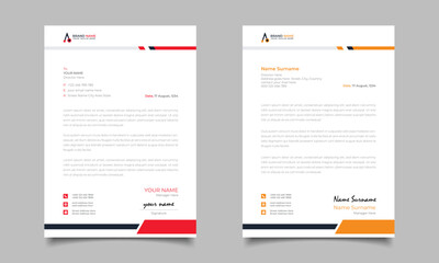 Red And Yellow Modern Business Letterhead Simple Clean Template Design