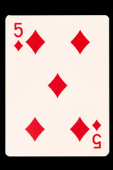 card gambling 5 diamond isolated on white background