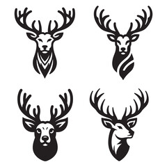  vector silhouette of deer's head with antlers isolated