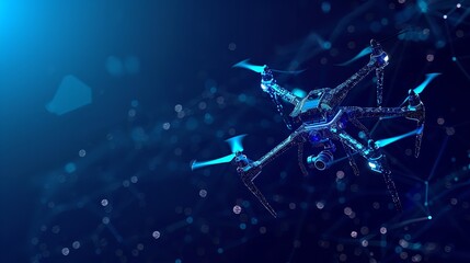 Digital Vector 3D Illustration of Drone with Camera

