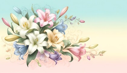 Obraz premium Image of soft pastel gradient background with Belladonna Flowers
