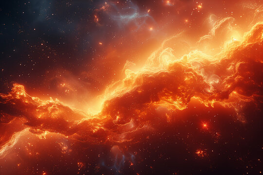 Vibrant orange and blue space filled with stars 8k hi-res cosmic wallpaper background