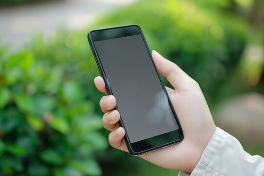 Smartphone mockup with transparent screen isolated for infographic business web design app