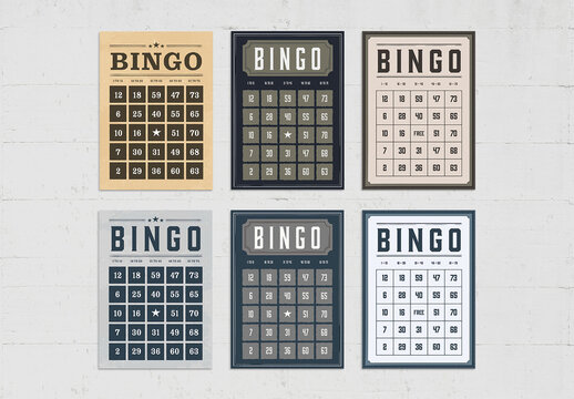 Vintage Printable Bingo Cards Layout Set