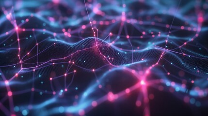 Obraz premium Neural network artificial intelligence tech abstract background. Generative AI