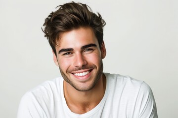 Fototapeta premium Smiling man with casual style isolated on white