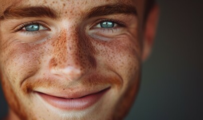 Smiling young man in a close up portrait