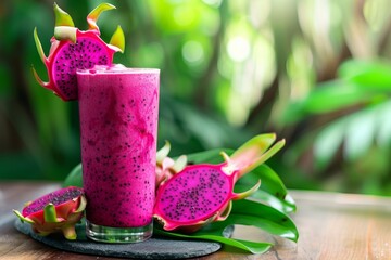 Smoothie with acai passion fruit pitaya banana and berries