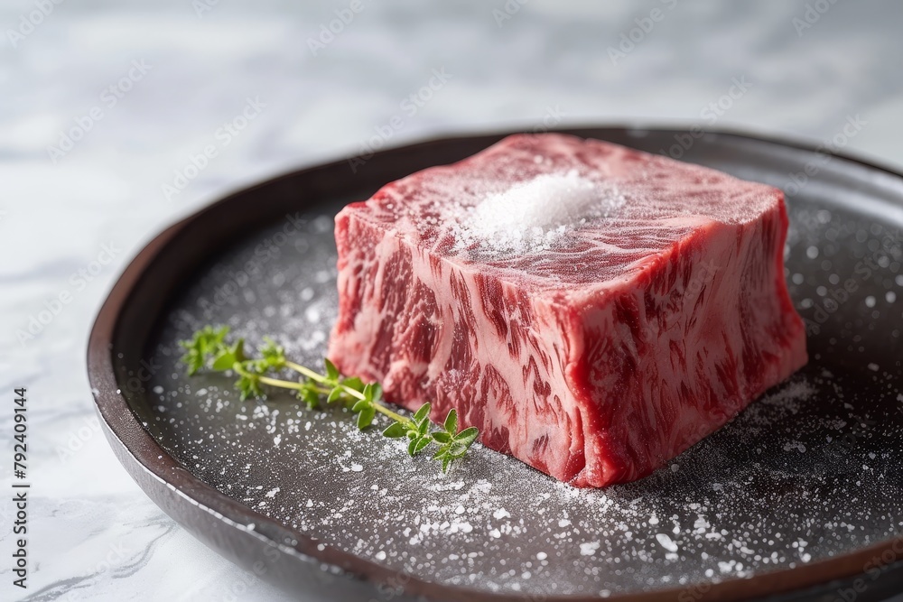 Sticker snow covered wagyu beef for grilling with a tender and light texture