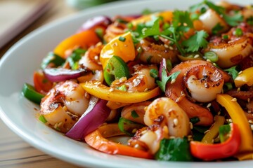 Stir fried squid and veggies