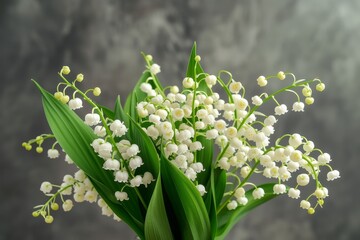Studio photo of blooming lily of the valley in a small bunch