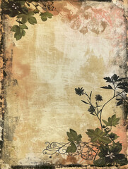 Vintage scrapbook page with flowers and copy space