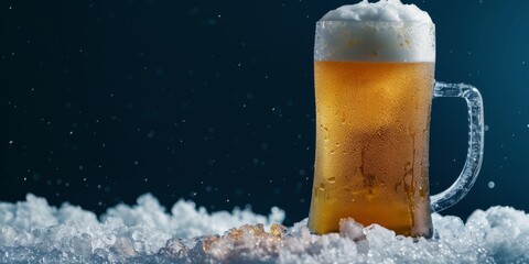 Glass of Beer With Foam on Table - obrazy, fototapety, plakaty