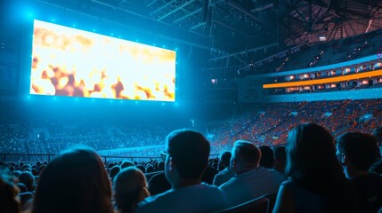 Blank mockup of a digital billboard in a sports arena reaching a captive audience. .
