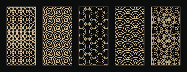 Abstract line art pattern. Laser cut with line design pattern. Design for wood carving, wall panel decor, metal cutting, wall arts, cover background, wallpaper and banner.