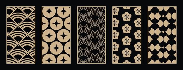 Abstract line art and botanical pattern. Laser cut with line design pattern. Design for wood carving, wall panel decor, metal cutting, wall arts, cover background, wallpaper and banner.