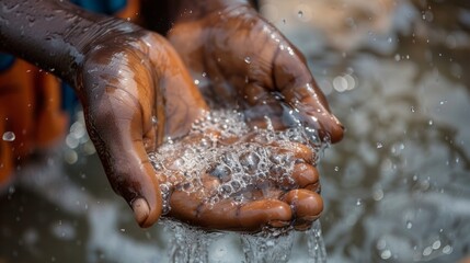 Fototapeta premium Closeup of a person washing their hands Simple activities like washing hands with soap and water can prevent the spread of various waterrelated diseases. This is especially important .