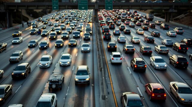 Frustrated commuters stuck in bumper-to-bumper traffic on a crowded highway.