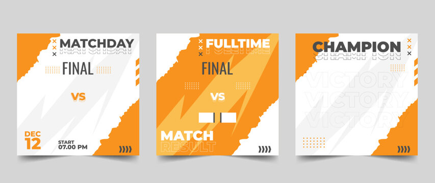 Set of modern sport match social media vector template