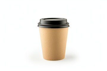 Takeaway coffee cup alone on white background