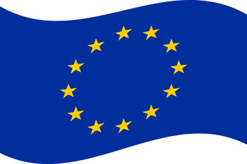 Waving national flag of European Union isolated on white. Vector illustration
