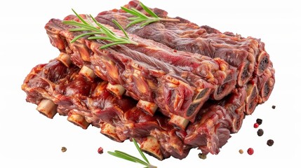 Stack of raw beef ribs