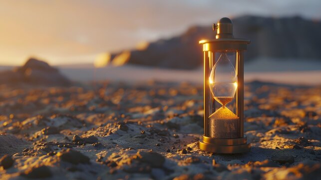 Time Management Symbol: Sand Timer with Running Sand: Symbolizing urgency, time management, or the passage of time, perfect for educational or motivational themes, features the Time Management Symbol: