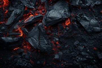 Textured dark background with red streaked charcoal heat